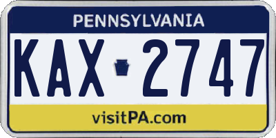 PA license plate KAX2747