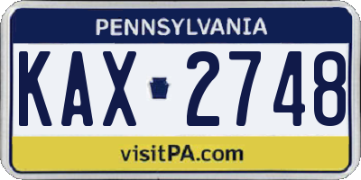 PA license plate KAX2748