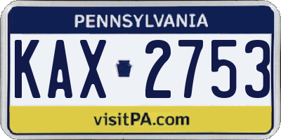 PA license plate KAX2753