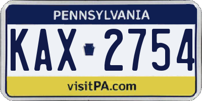 PA license plate KAX2754
