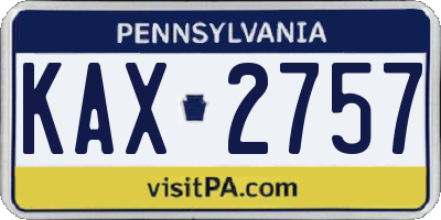 PA license plate KAX2757