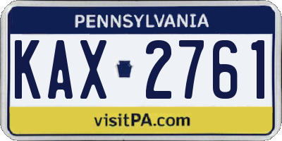 PA license plate KAX2761