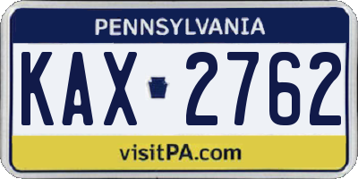 PA license plate KAX2762
