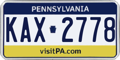 PA license plate KAX2778