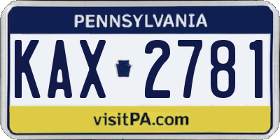 PA license plate KAX2781