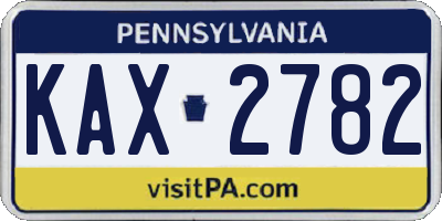 PA license plate KAX2782