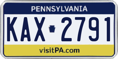 PA license plate KAX2791