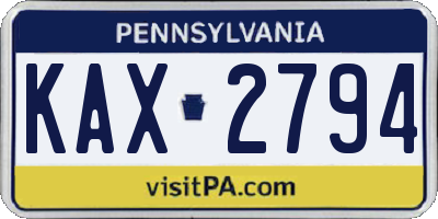 PA license plate KAX2794