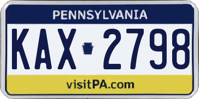 PA license plate KAX2798