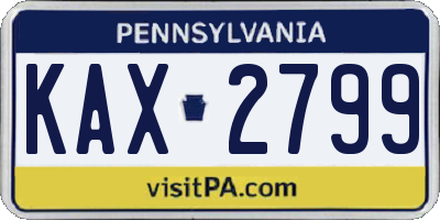 PA license plate KAX2799