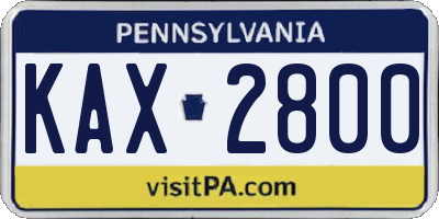 PA license plate KAX2800