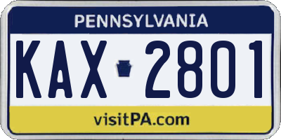 PA license plate KAX2801