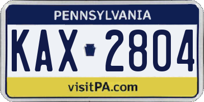 PA license plate KAX2804