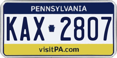 PA license plate KAX2807