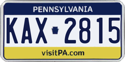 PA license plate KAX2815