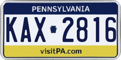PA license plate KAX2816