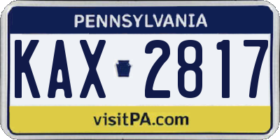 PA license plate KAX2817