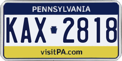 PA license plate KAX2818