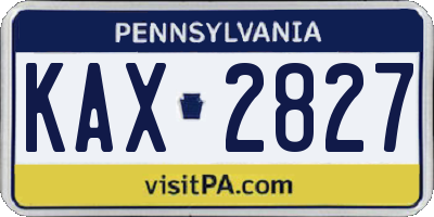 PA license plate KAX2827