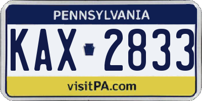 PA license plate KAX2833