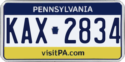 PA license plate KAX2834