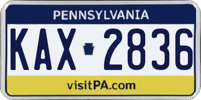 PA license plate KAX2836