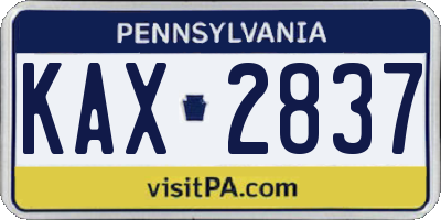 PA license plate KAX2837