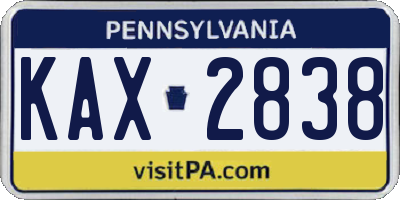 PA license plate KAX2838