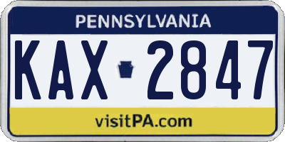 PA license plate KAX2847