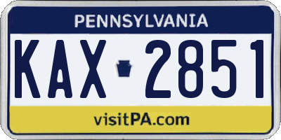 PA license plate KAX2851