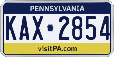 PA license plate KAX2854