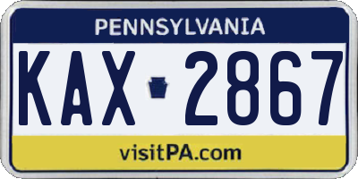 PA license plate KAX2867