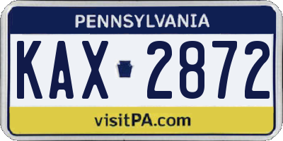 PA license plate KAX2872