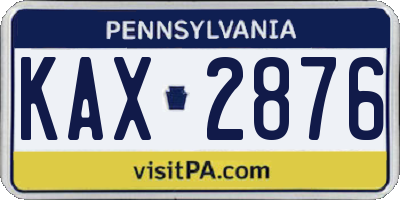 PA license plate KAX2876
