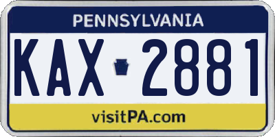 PA license plate KAX2881
