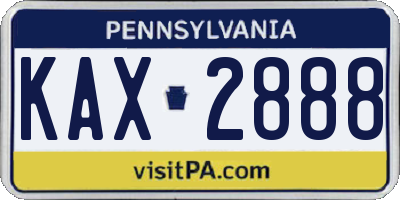 PA license plate KAX2888