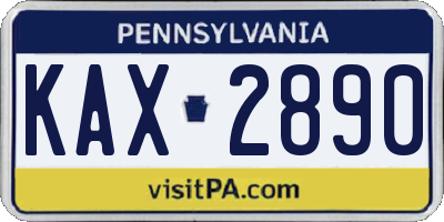 PA license plate KAX2890