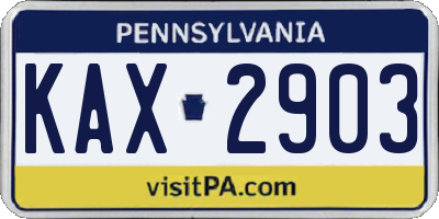 PA license plate KAX2903