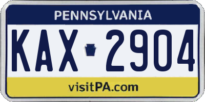 PA license plate KAX2904