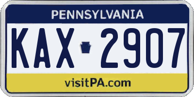PA license plate KAX2907
