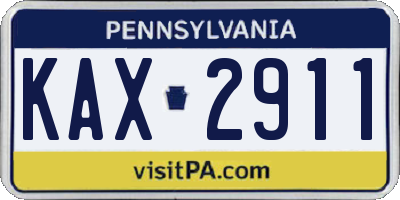 PA license plate KAX2911