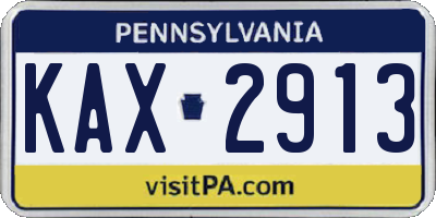 PA license plate KAX2913