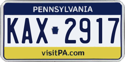 PA license plate KAX2917