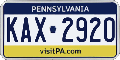 PA license plate KAX2920
