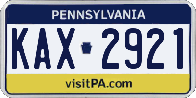 PA license plate KAX2921
