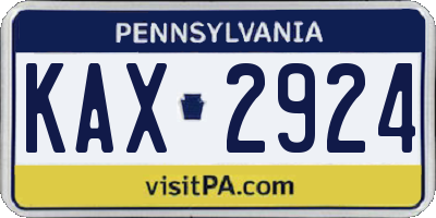 PA license plate KAX2924