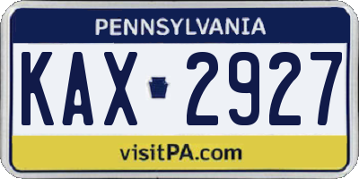 PA license plate KAX2927