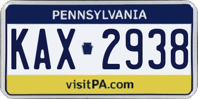 PA license plate KAX2938