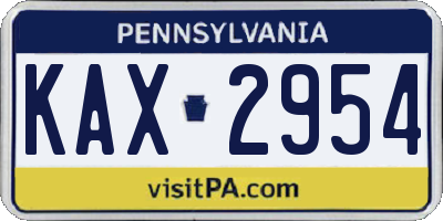 PA license plate KAX2954