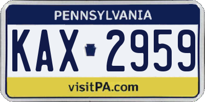 PA license plate KAX2959